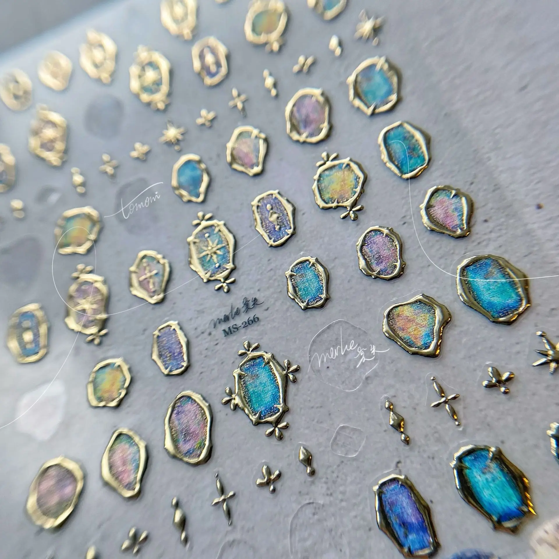 

Bronzing Nail Stickers 5d Art Decoration Frame Self-adhesive Stickers 5d Embossed Irregular Nail Decoration Manicure Decals