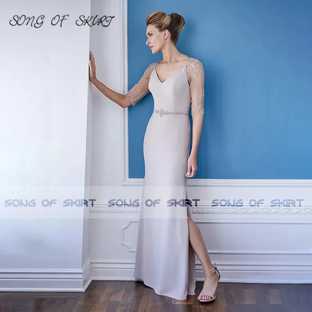 

Elegant Mermaid Mother Of Bride Dresses Side Split Luxury Women Wedding Guests Evening Formal Gown Robe De Soirée Femme
