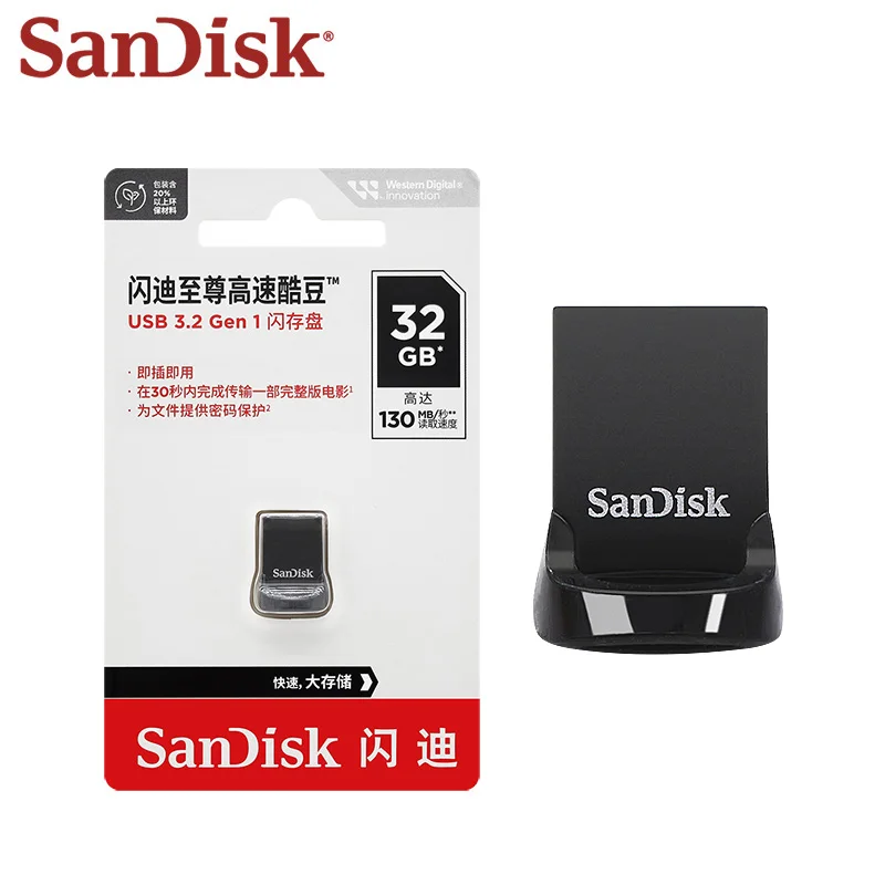 Фото Флеш-накопитель SanDisk Ultra Fit CZ430 USB3.2 Gen1 Mini с шифрованием, скорость до 400 МБ/с, 32 ГБ, 64 ГБ, 128 ГБ, 256 ГБ, 512 ГБ для ноутбуков и ПК №5