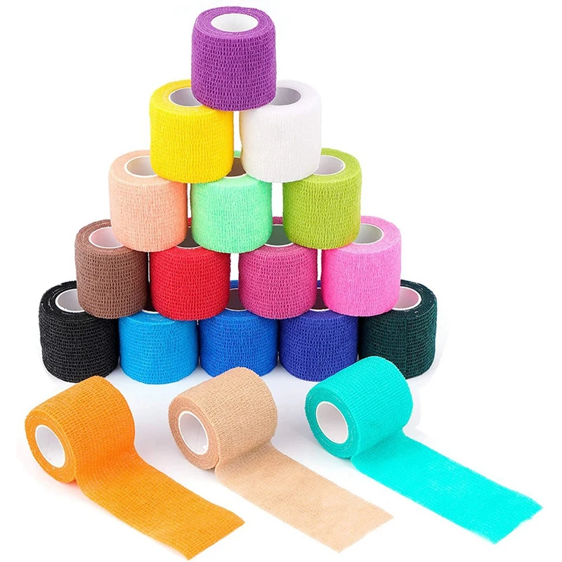 

18 Pcs Self-Adhesive Sports Bandages 2 Inch/5Cm Each Roll First Aid Band Elastic Tape For Wrists Ankles Sports Injuries