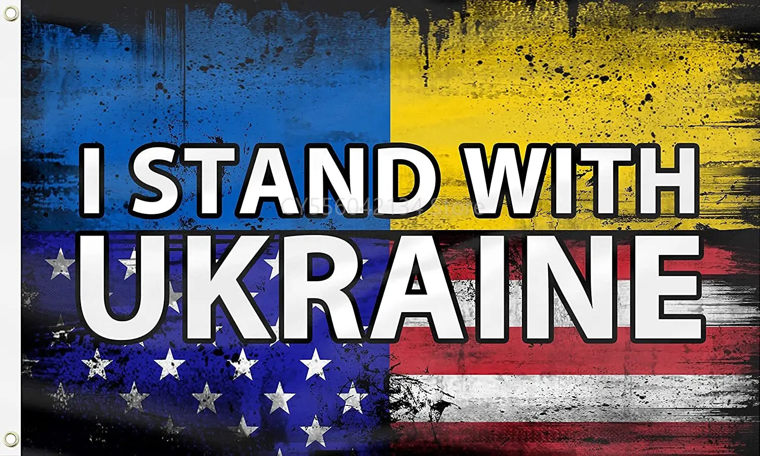 

I Stand with Ukraine Flag Ukrainian US Friendship Flag Resistant Fade Vivid Color Outdoor Indoor Decoration