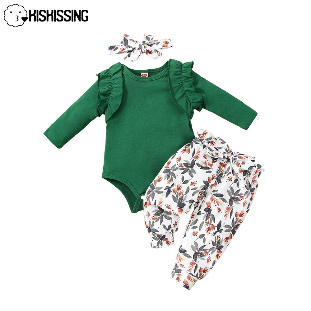 

KISKISSING Charm Kids Designer Clothes Two Pieces Newborn Girls Bodysuits Printing Sets Long Sleeves Autumn Baby Girl Clothes