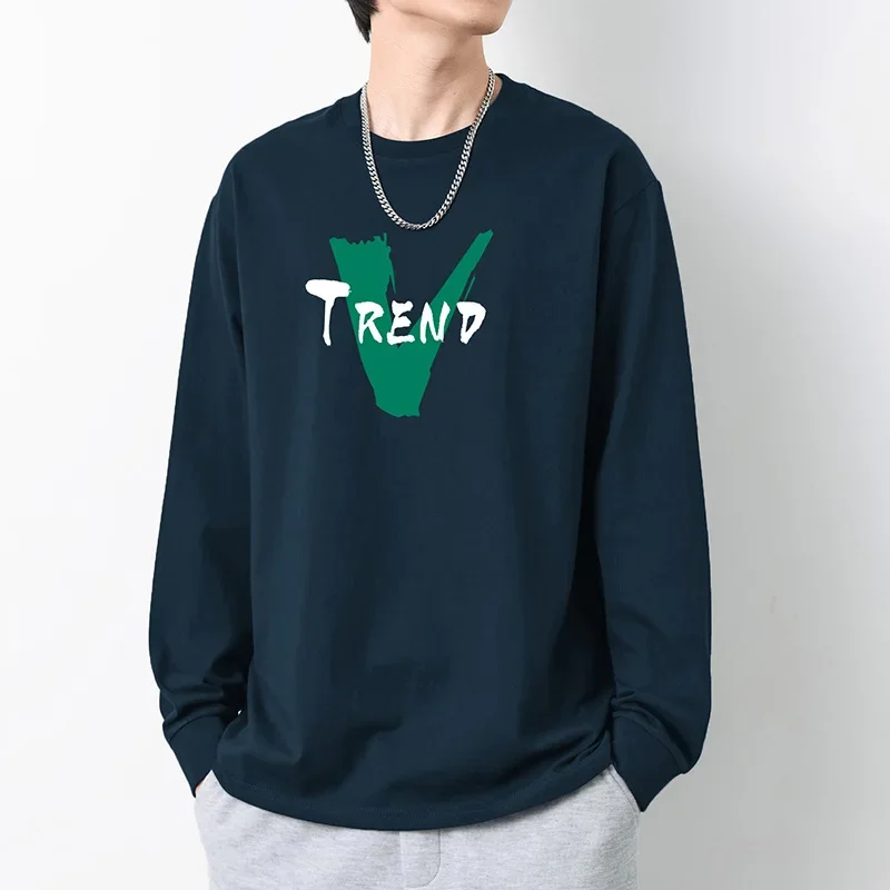 Мужская футболка из плотного хлопка с длинными рукавами в американском стиле