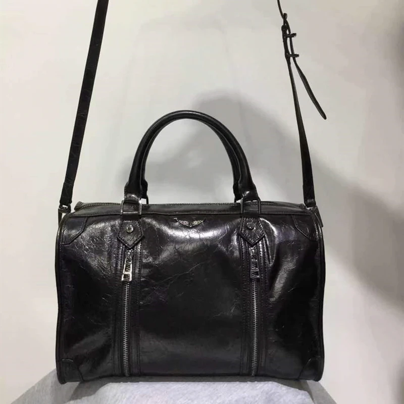 

100% Genuine Leather Travel Boston Bag for Women Designer Purses 2021 New Trend Single Shoulder Messenger Handbags Sac a Femme