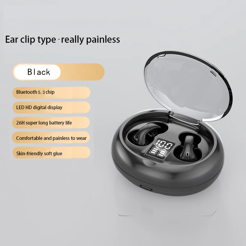 

TWS Wireless Bluetooth Headset Clip-on Earbuds HIFI Sound Quality Earphone Super Long Battery Life HD Digital Display Headphones