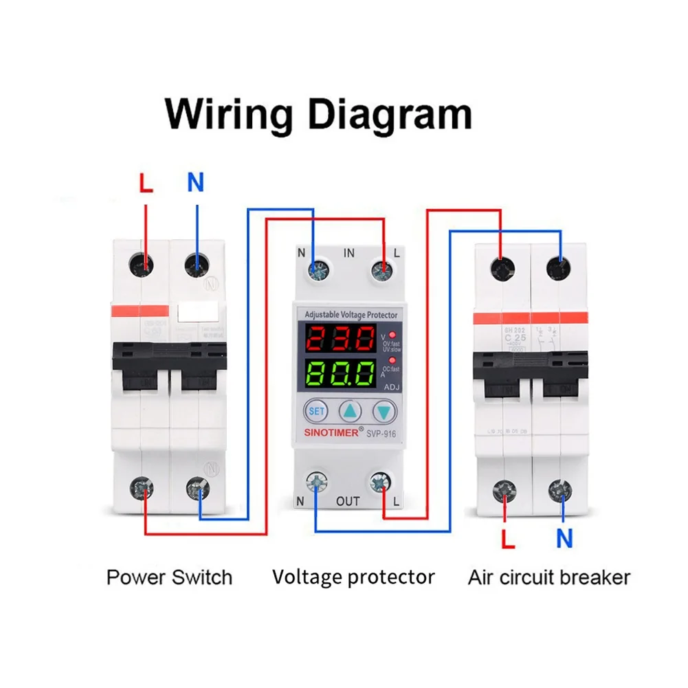 40A 63A 80A SVP-916 Регулируемое напряжение Защита от перенапряжения Обмежущая защита