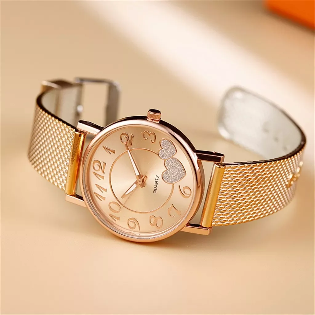 Women Watches Ladies Watch Silver Heart Dial Silicone Mesh Belt Wristwatches Reloj Mujer Montre Femme Women's Watch 2021