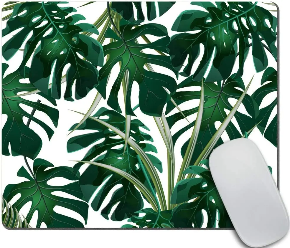 

Jungle Green thickets of Tropical Palm Leaves and Mouse Pad Customized Rectangle Non-Slip Rubber Mousepad 9.5x7.9 Inch