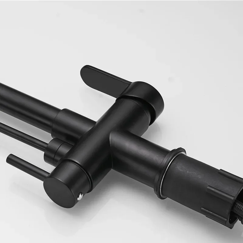 Черный сенсорный фильтр кухонный смеситель с выдвижным распылителем 3-ходовые