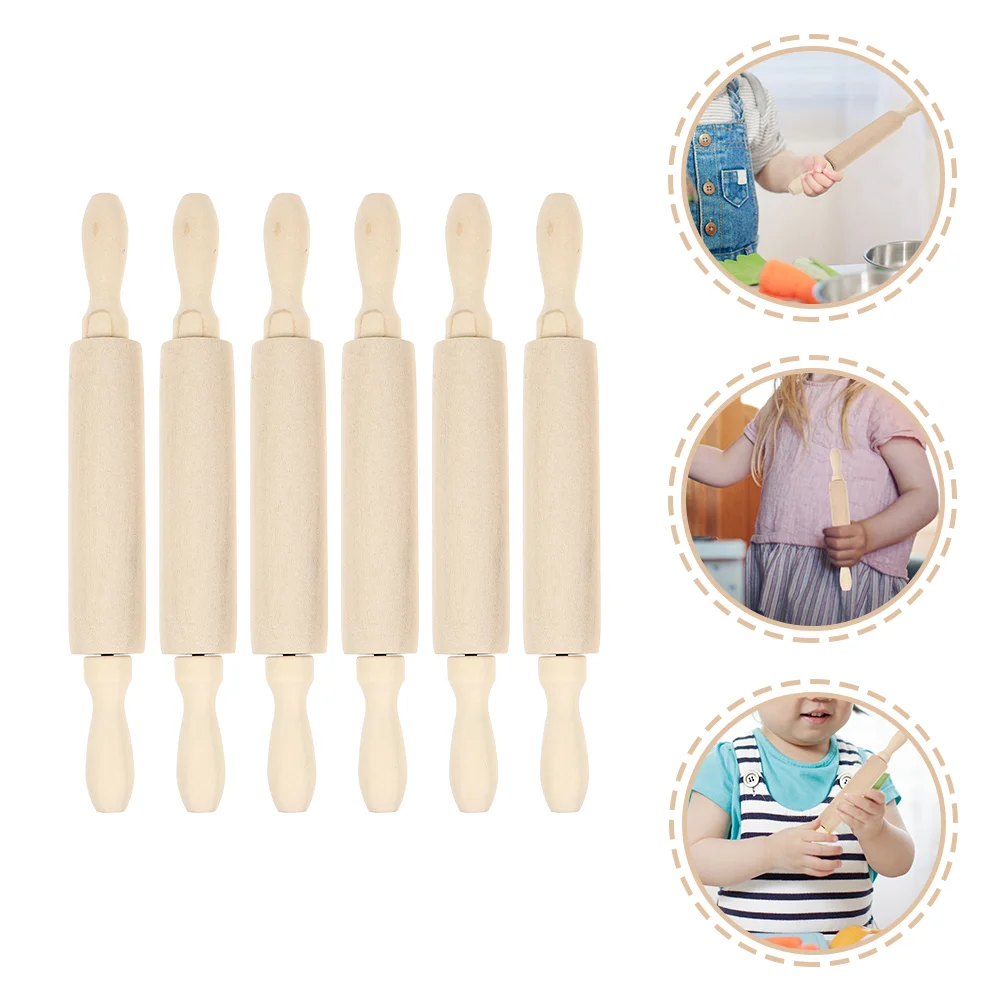 

Rolling Pin Roller Mini Baking Wooden Dough Kitchenminiature Pastry Fondant Kids Stick Pole Kid Setlong Small Rollers Clay House