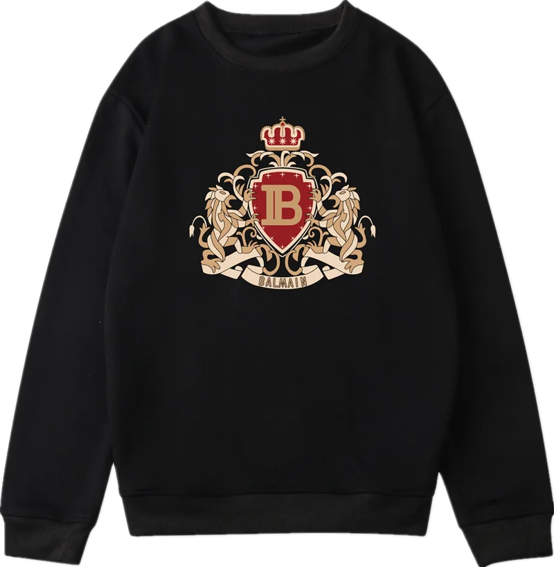 

Balmain New Men's Letter Printed Long Sleeve Crew Neck Pullover Casual Sweatshirts