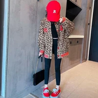 girls baseball uniform jacket spring and autumn 2022 new girl net red fried street camouflage leopard jacket