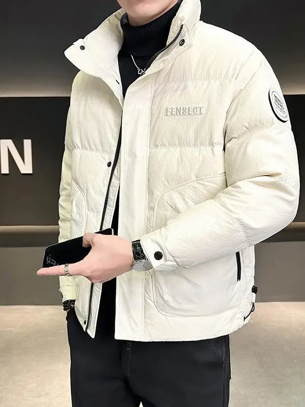 Men's Down jacket Winter 2024 New Fashion Brand Stand Collar Handsome Youth All-Match Cold-Proof White Duck Down Winter cloth...