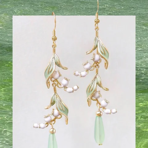 2-х шт., разноцветные женские висячие серьги в индивидуальном модном стиле, металлические, золотого цвета, зеленого цвета