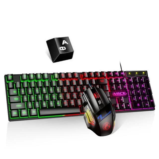 

Russian USB Wired Keyboard Gaming Mouse RGB Backlit Keyboard Rubber Keycaps