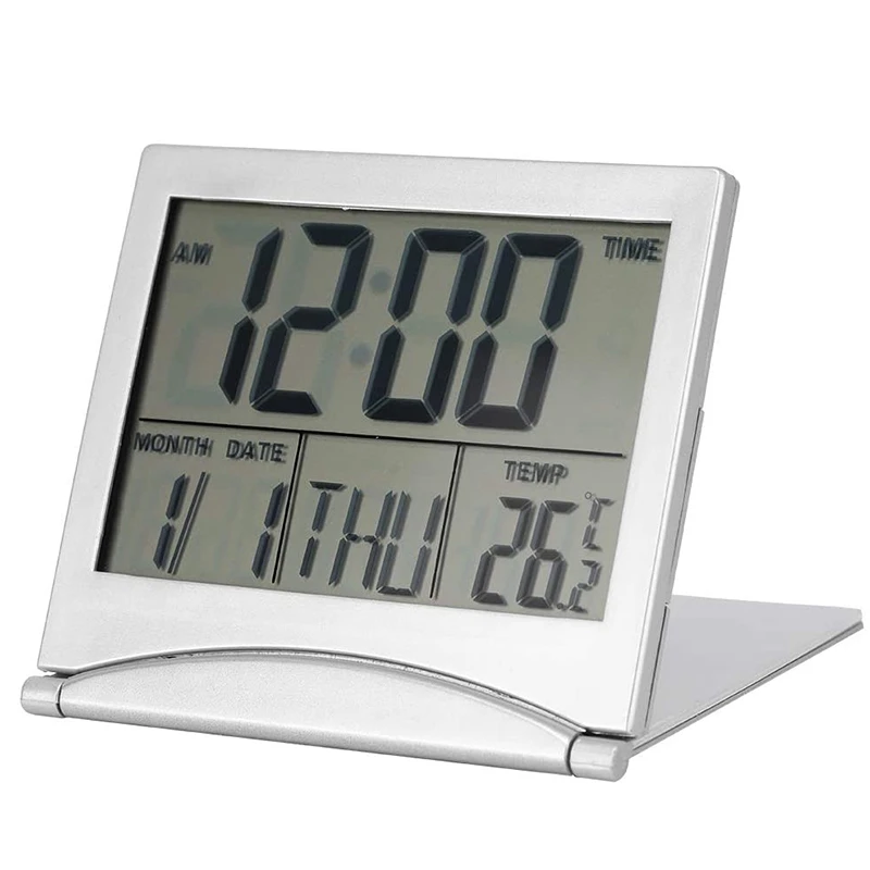 

Часы портативные складные для путешествий, цифровые светодиодсветодиодный часы-будильник с отображением температуры, календарем и повтор...