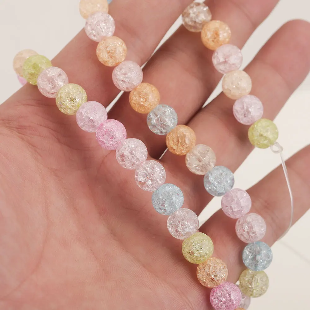 

8mm Round Colorful Glass Beads Loose Spacer Beads for DIY Bracelet Necklace Crafts Parts for Jewelry Making Material Charms