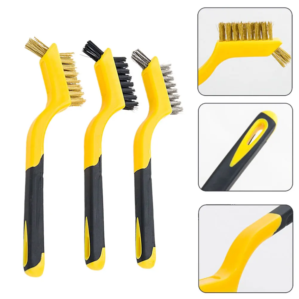 

Mini Wire Brush Brass Nylon Stainless Steel Brushes Rust Remover Polish Clean Metal Plastic Battery Upholstery Clean Tool 180mm