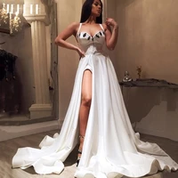 jeheth sexy a line double strap evening dress 2022 white sweetheart with musical note high slit long prom party gowns backless