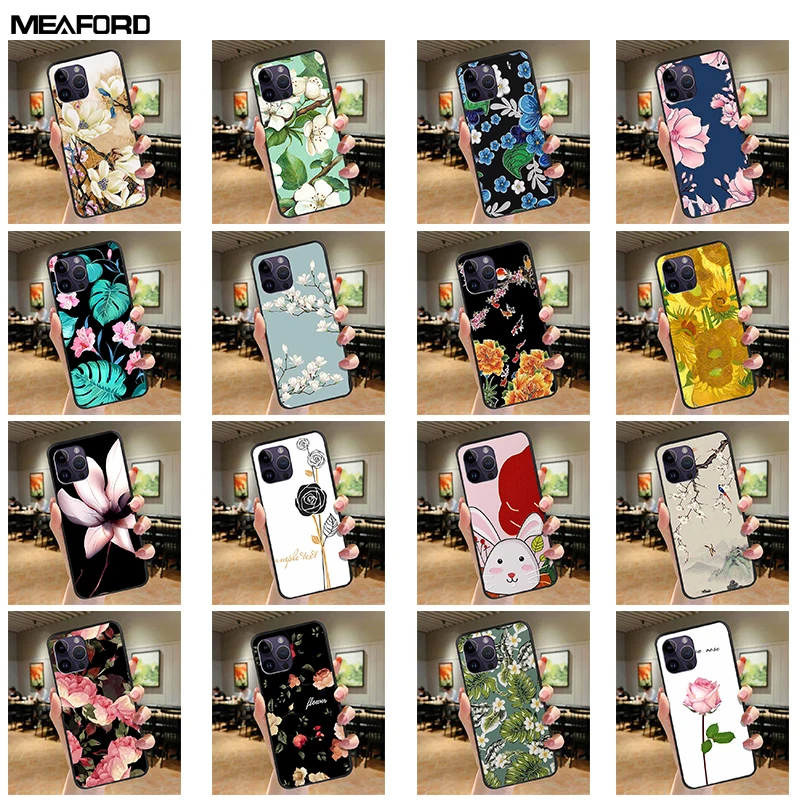 Чехол для iPhone 15 Pro Max мягкий силиконовый 3D чехол с рельефным цветком plus iPhone15