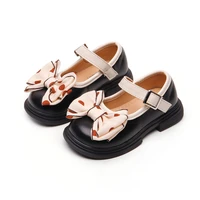 girls retro leather shoes spring 2022 new french style princess children fashion big bow simple casual kids cute shallow loafers