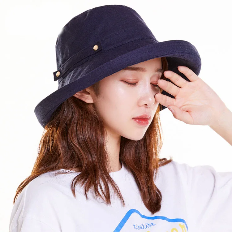 Fisherman's Hat Female Cotton Linen Simple Basin Cap Beach Outing Large Edge Windproof Sunscreen Sun Hat Free Shipping Sun Visor