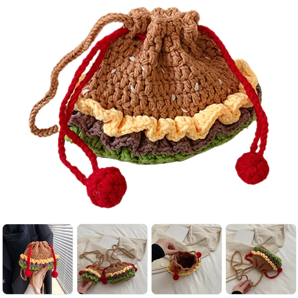 

Small Purse Multifunctional Bag Headphone Storage Girls' Crossbody Drawstring Knitting For Earphone Pouch