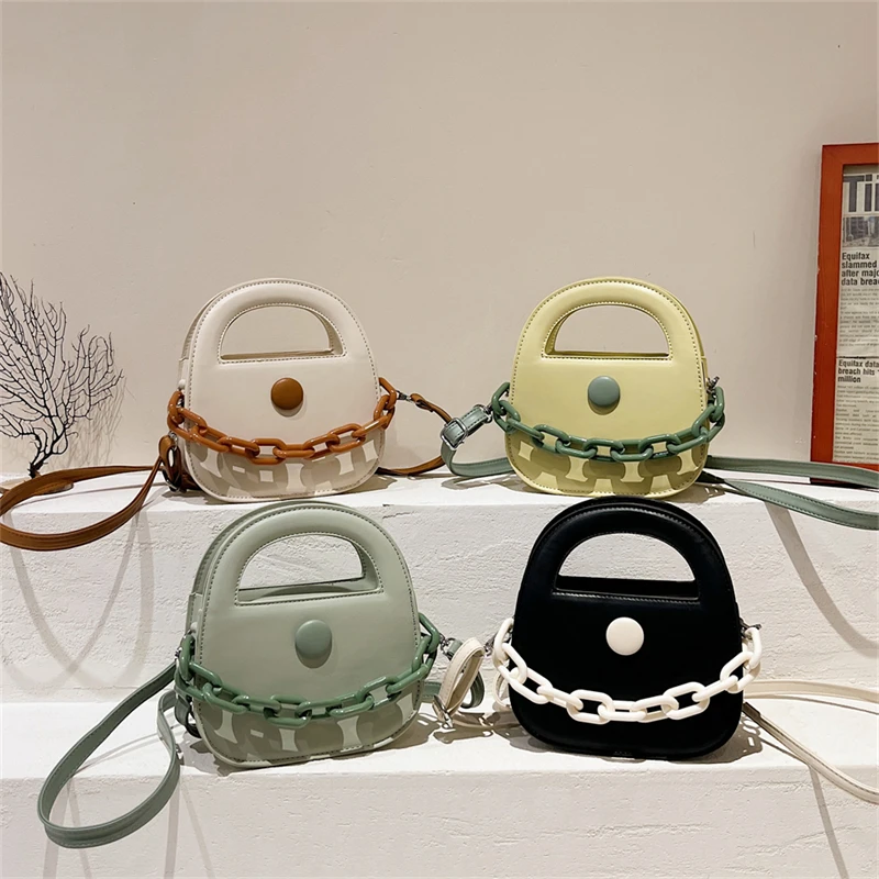 Acrylic Chain Women's Bag 2022 Trend PU Leather Crossbody Shoulder Bag Luxury Designer Handbag INS Small Tote Messenger Bag Y2K