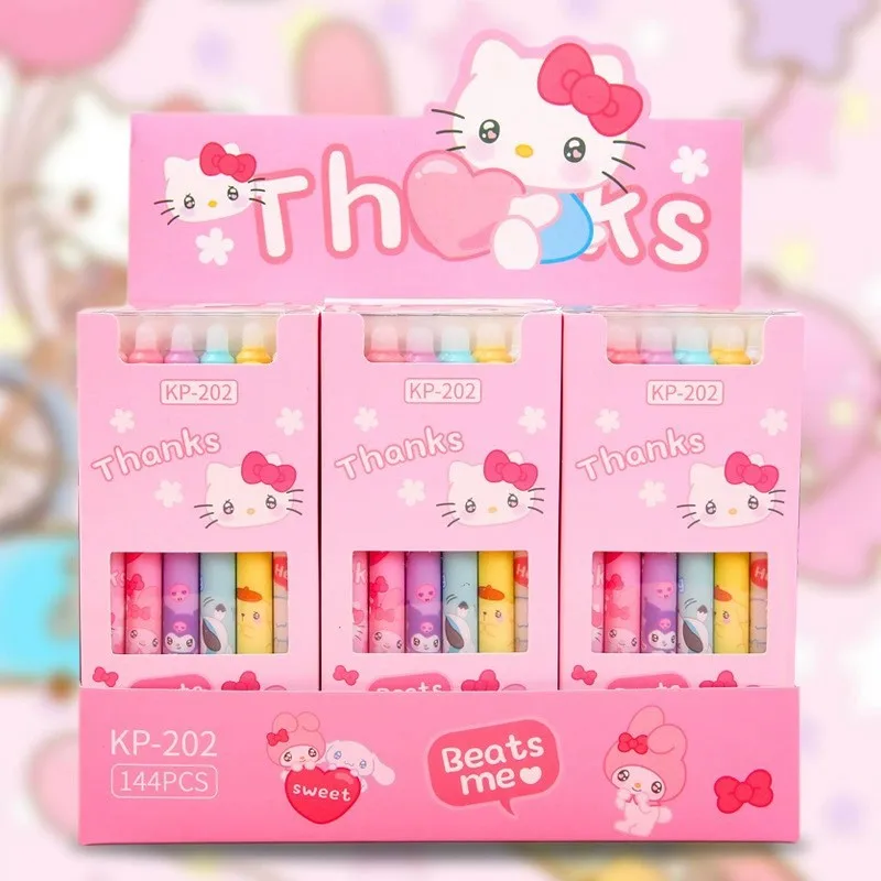 

12Pcs/box Anime Sanrio Hello Kitty Erasable Gel Pen 0.5mm Blue Ink Washable Handle School Office Supplies Gift