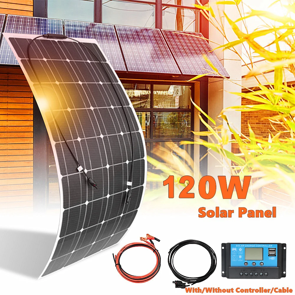 Flexible 18V 120W Solar Panel 240W Solar cell Newly High Efficiency For Car RV Boat Home Yacht RV camping 12V Battery Charger