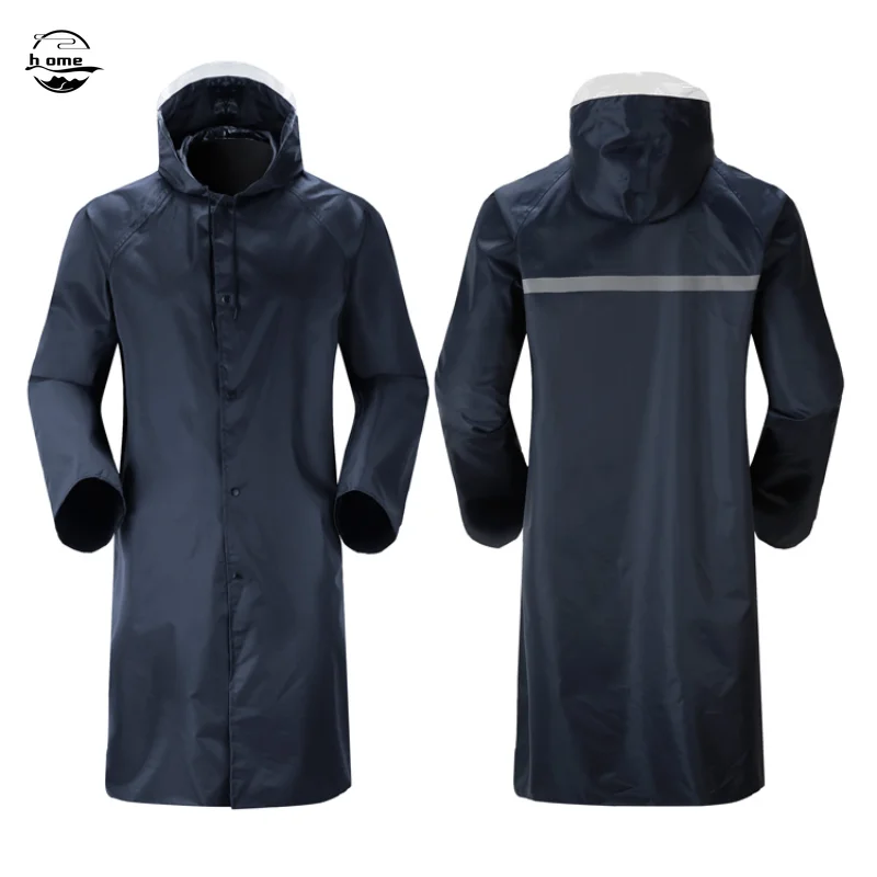 

Men Raincoat Jacket Waterproof Long Fashion Reflective Strips Rain Gear for Work Reusable Poncho Outdoor Veste De Pluie Homme