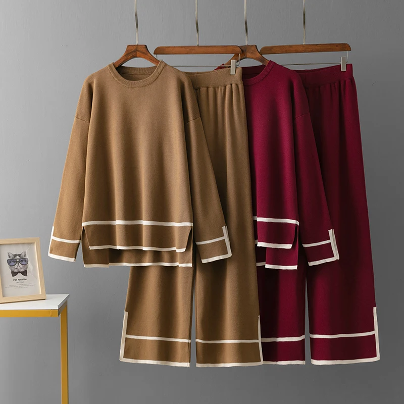 Женский Спортивный Костюм Trikotaj HLBCBG Свитер С Круглым Вырезом И Свободными Прямыми