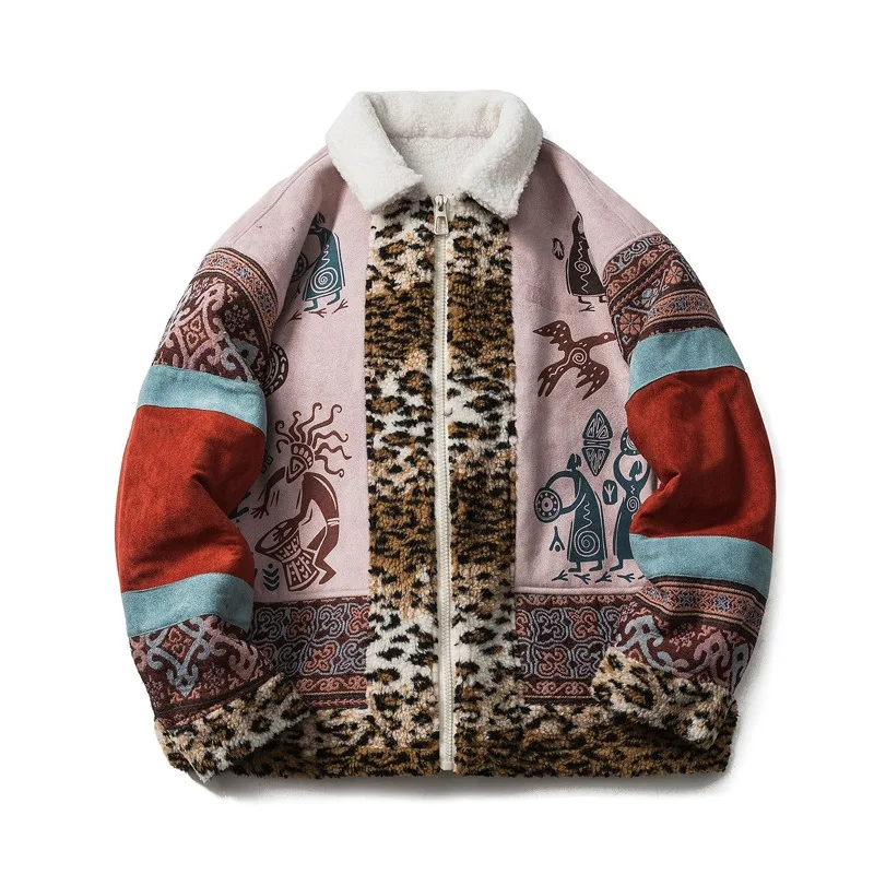 

Пальто мужское зимнее флисовое контрастное с воротником с лацканами и молнией