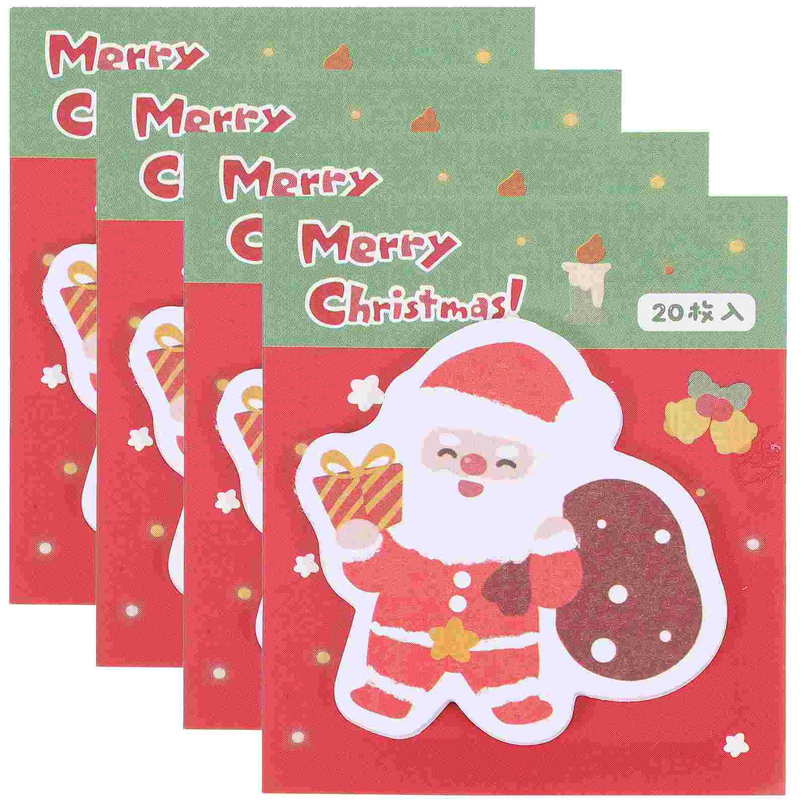 

4 Books Memorandum Christmas Sticky Notes Office Gift Tags Self Paper Lovely Stickers
