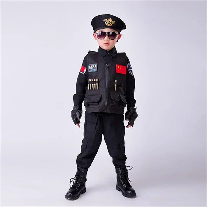 Politieagenten Kostuums Jongens Spe Aces Politie Uniform Kinderdaggeschenk Leger Lange Mouw Jas HandschoenenCosplay (art.: 3920ca415cca2) - 3920ca415cca2