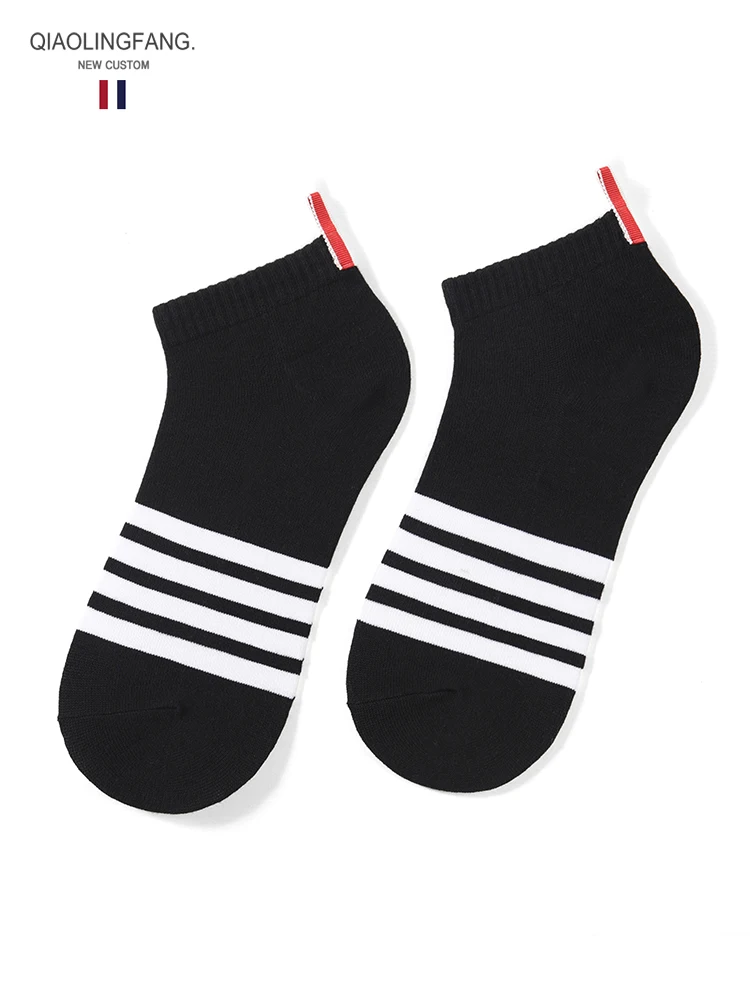 Tide brand TB short socks pure cotton men's and women's invisible socks striped webbing boat socks breathable sports socks