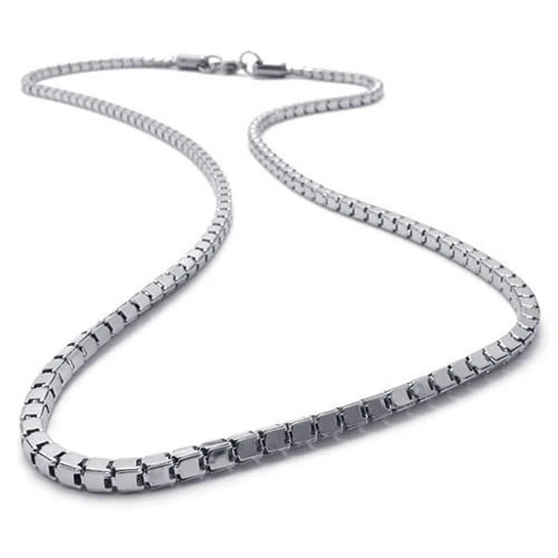 

3X Jewelery Men's Necklace, Stainless Steel Necklace, Silver Color, 3 Mm Wide, 55 Cm Long