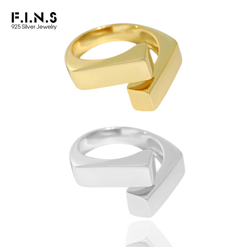 

F.I.N.S Simple Crossed Overlap Texture S925 Sterling Silver Ring Glossy Statement Thick Finger Rings for Women Fine Jewelry