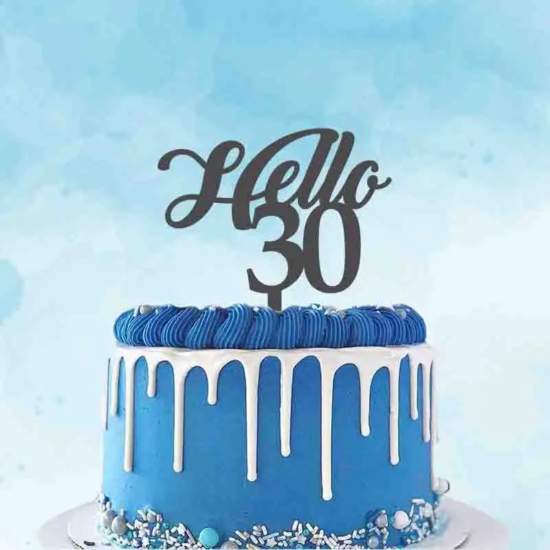 

Personalized Birthday Cake Topper Custom Your Age Hello 30 For 30th Birthday Party Cake Decoration Topper