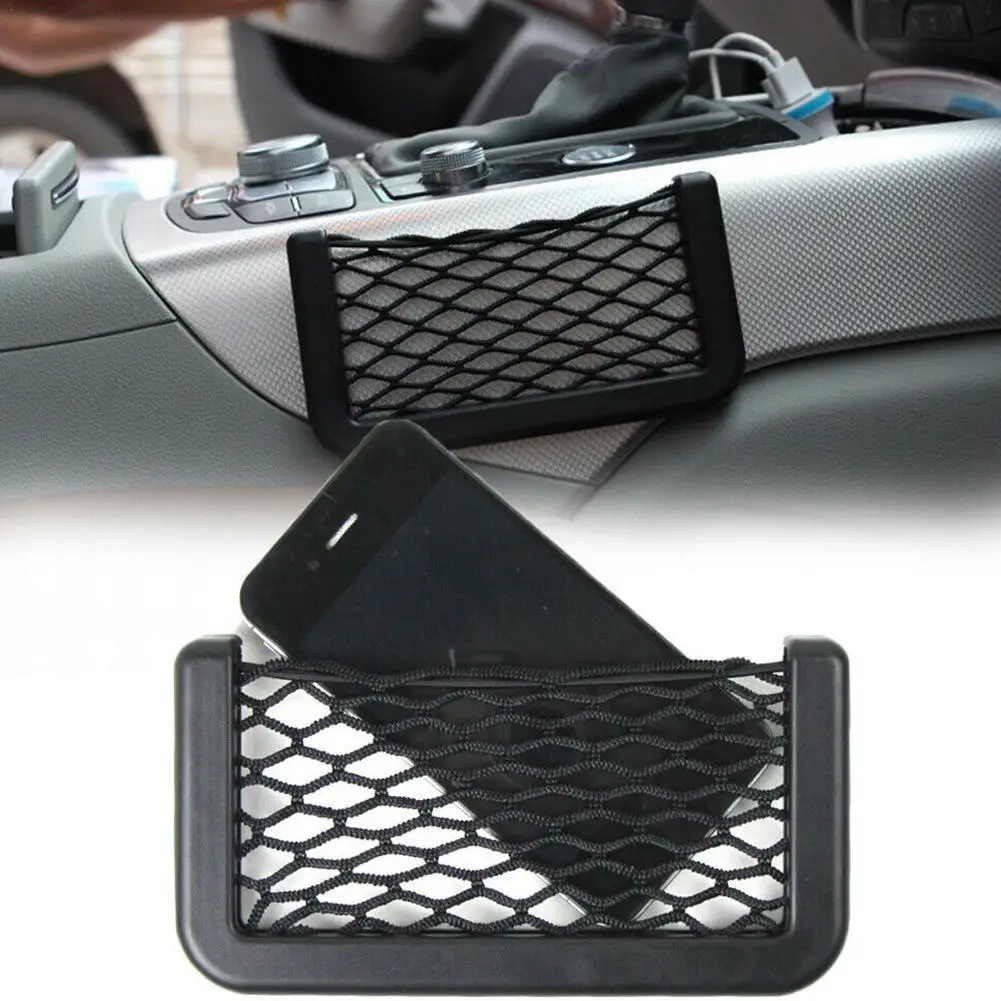 

1Pcs Car Organizer Storage Bag Auto Paste Net Pocket Phone Holder Car Accessories 20*8CM 8*15CM Universal