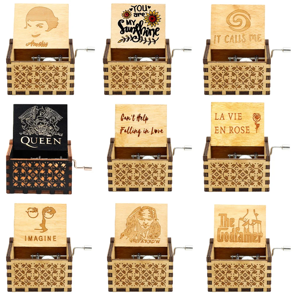 

Хит продаж, деревянная музыкальная шкатулка с рукояткой, механизм Davy Jones Jack Sparrow La Bella E La Bestia, замок в небе, Джон Леннон, оптовая продажа