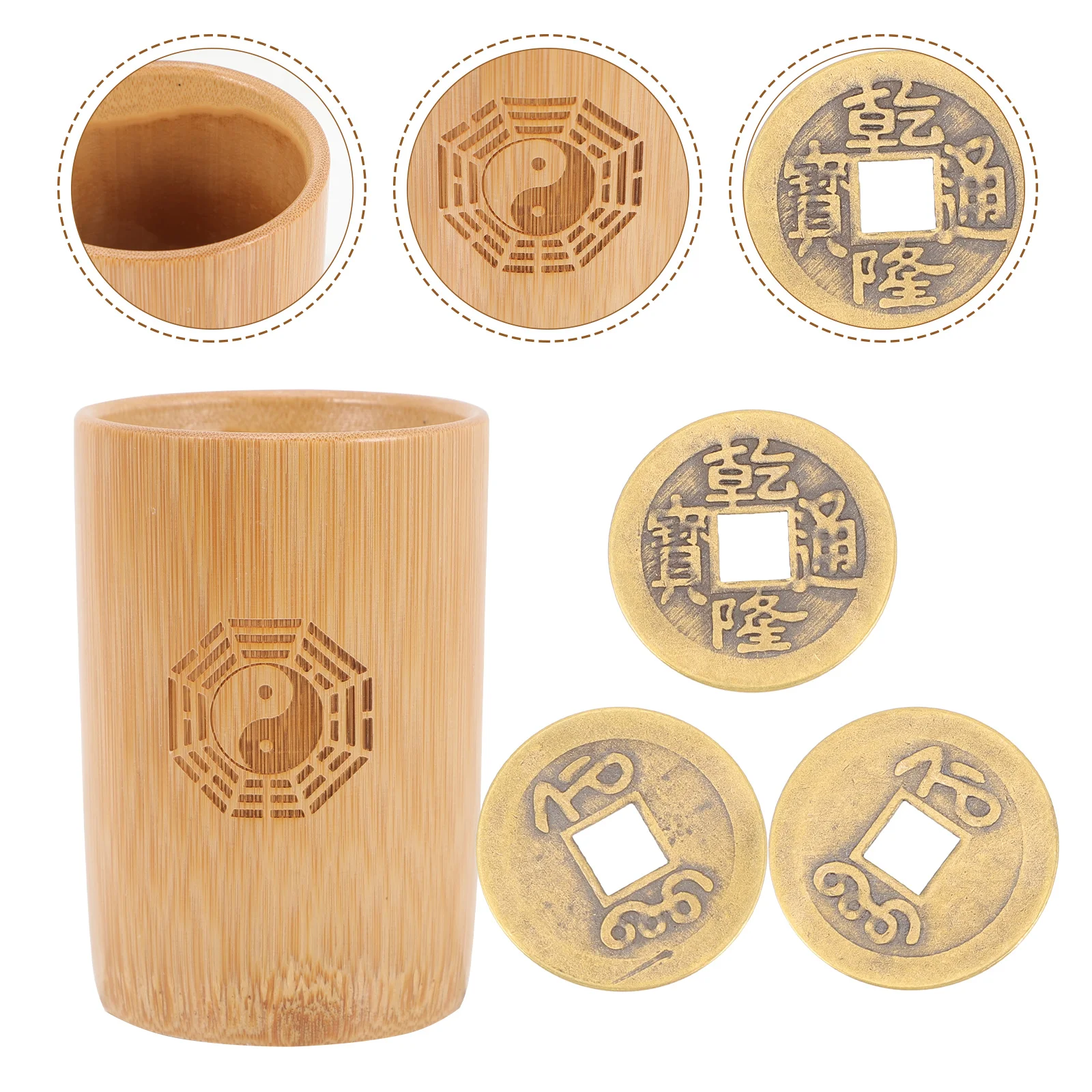 

1 Set Divination Copper Coins Prop Divination Game Bucket Tools