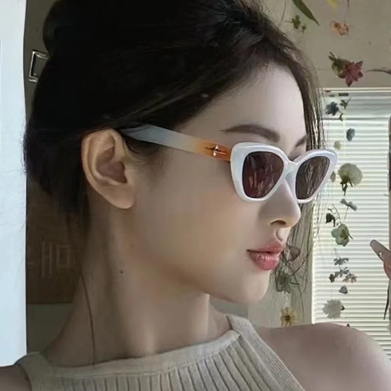 

Очки солнцезащитные женские с градиентными линзами, брендовые дизайнерские большие солнечные очки «кошачий глаз», UV400