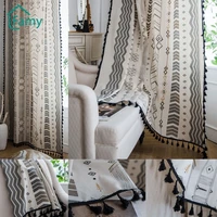 cotton linen printing curtains bedroom living room kitchen american country style drapes finished window curtain semi transmiss