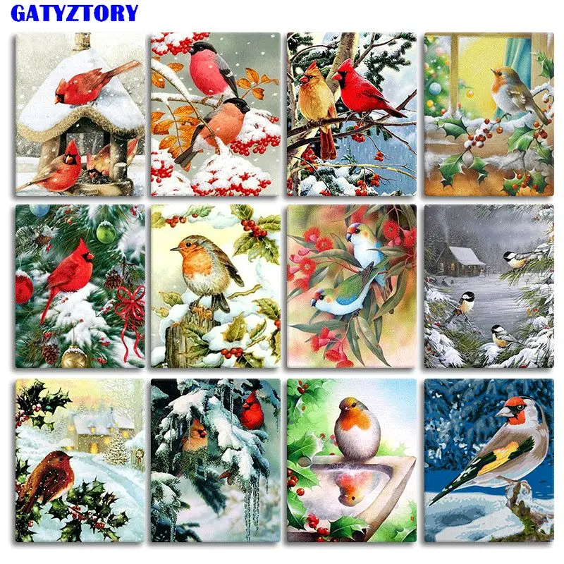 

GATYZTORY Oil Painting By Numbers For Adults Birds Animal Paint By Number Modern Home Decoration Artcraft Framed Picture Drawing