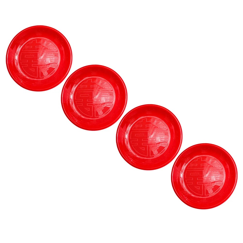 

4Pcs Dessert Plate Candy Servers Bowl Snack Platter Biscuit Cookie Plate Dessert Box Red Snacks Platter