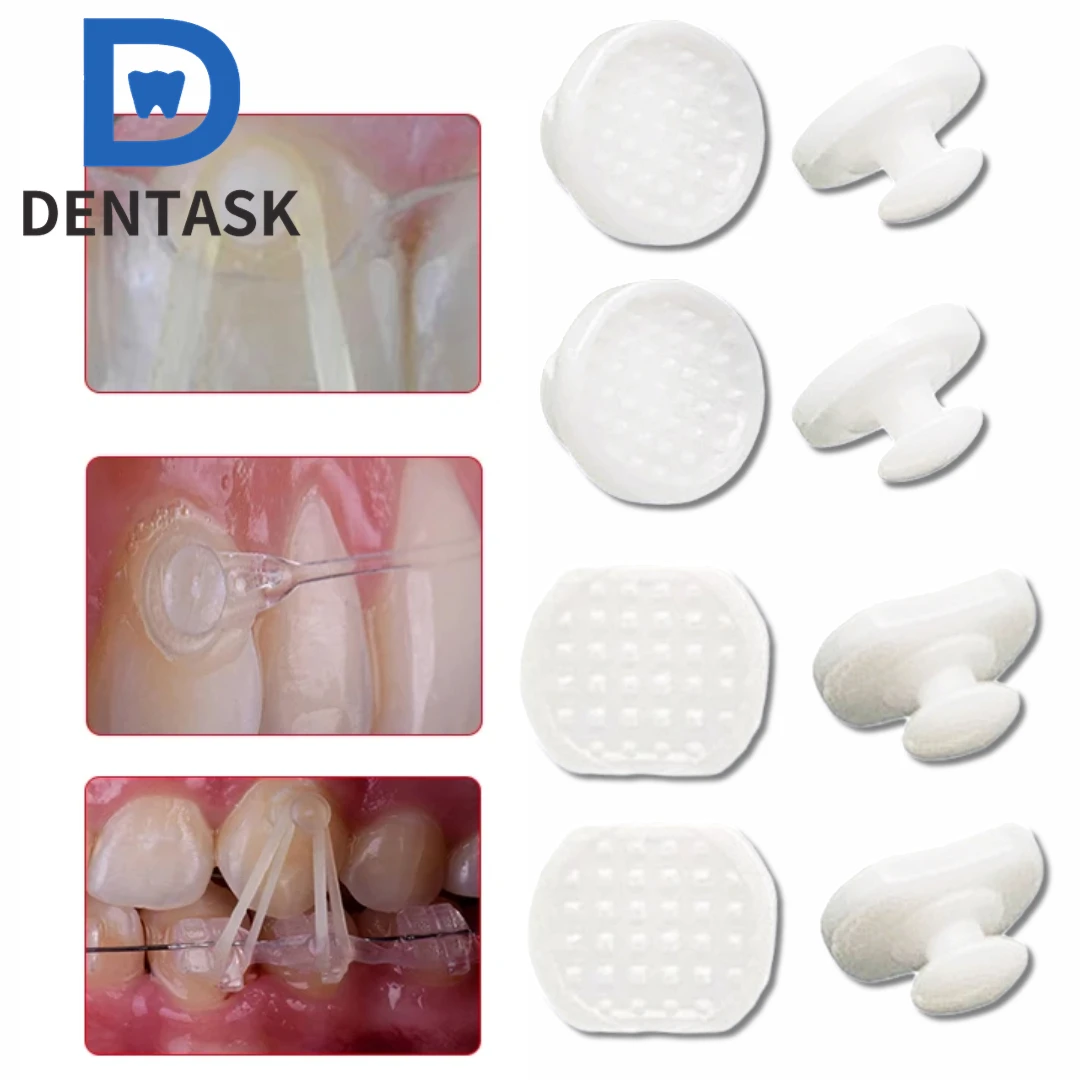 

10pcs/Bag DENTASK Dental Orthodontic Composite Ceramic Lingual Buttons for Bondable Round Rectangular Base Orthodontics Material