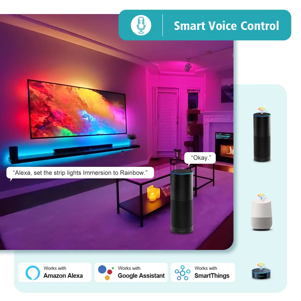 Подсветильник ка светодиодная с поддержкой Alexa и Google 4K HDMI Wi-Fi