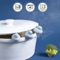 ready stock silicone kitchen pot lid clip cartoon pot holder spill proof heat resistant kitchen accessories