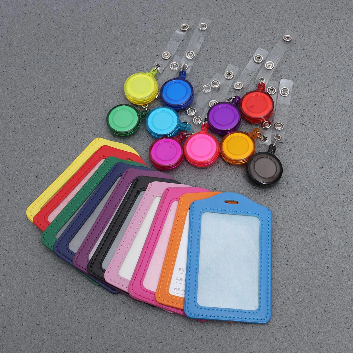 

24pcs PU Badge Holder ID Holder Work Badges Accessories Nurse Officer Cover (12pcs Cover + 12pcs Reel Clip) Random Lanyard card